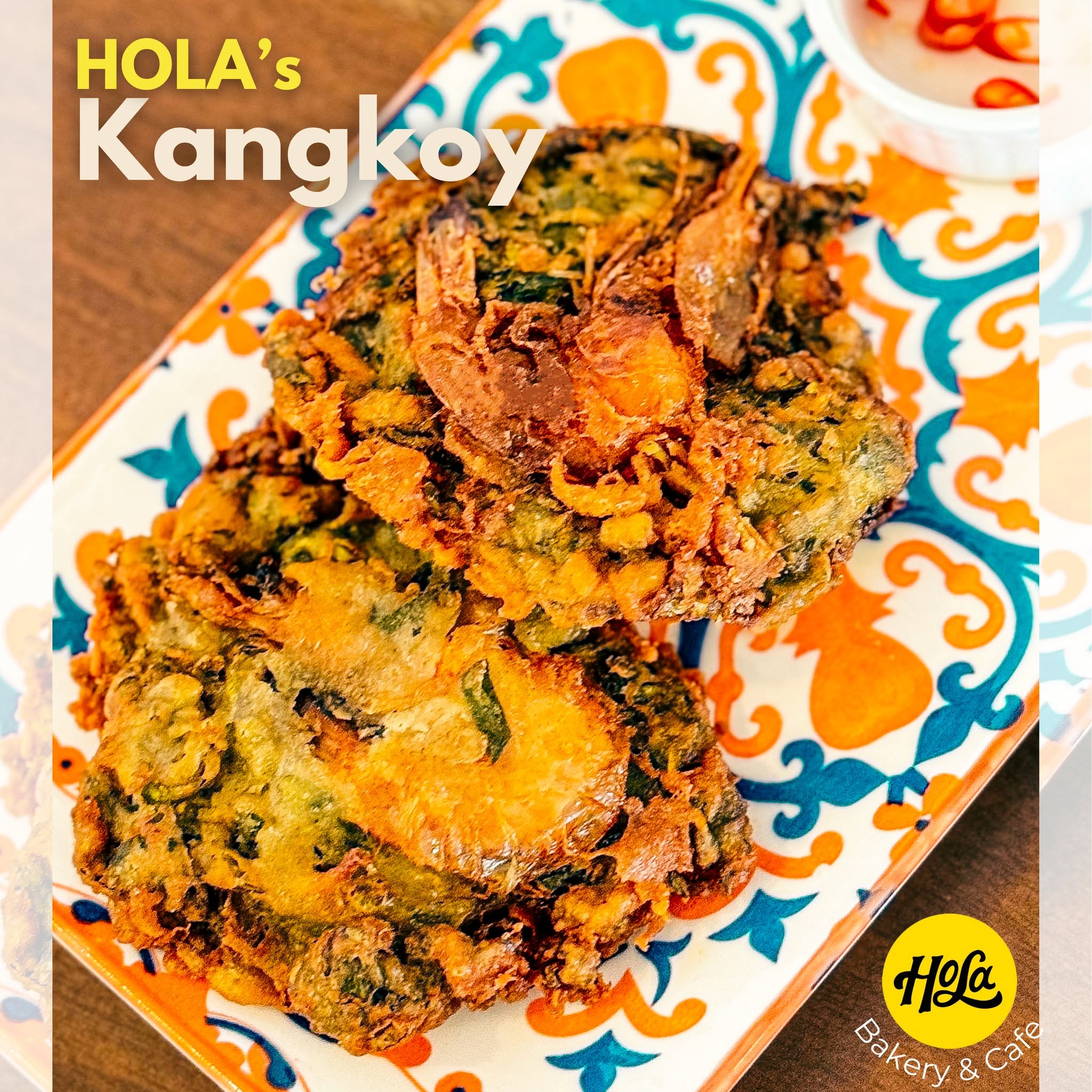 Hola Kangkoy — deep-fried crispy kangkong leaves served in a basket